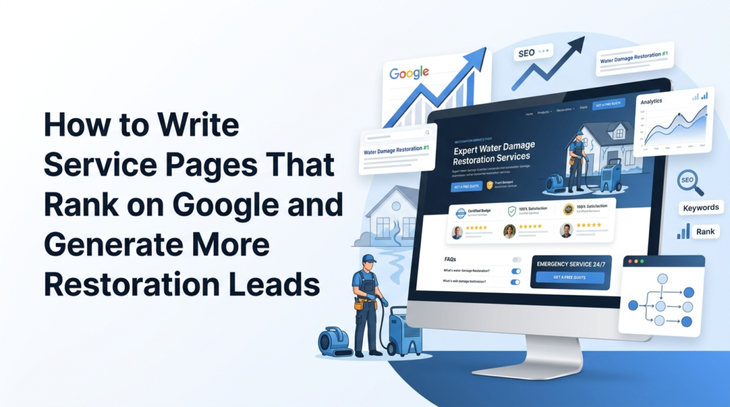 Water damage restoration service page SEO guide for higher Google rankings and more local leads